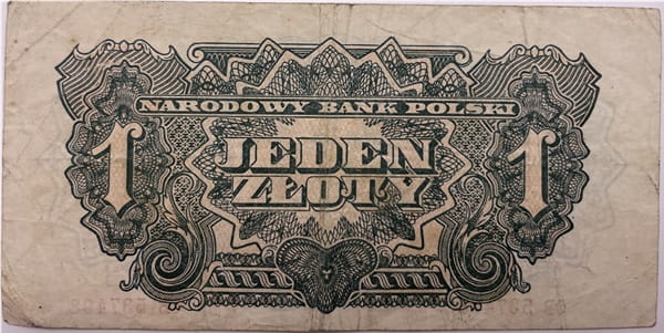 Banknot 1 złoty 1944 r. seria lubelska