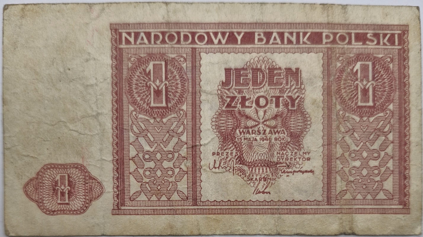 Banknot 1 złoty 1946 stan 3