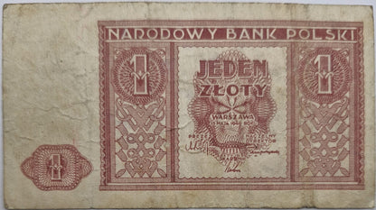 Banknot 1 złoty 1946 stan 3