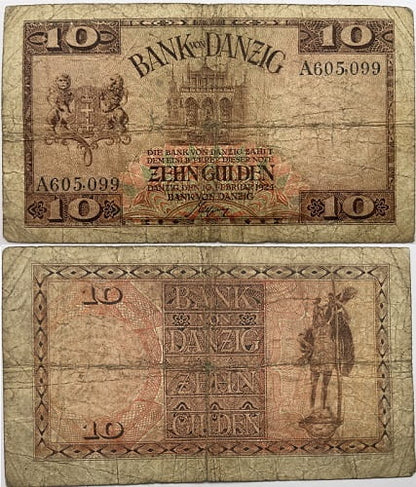 Banknot 10 guldenów 1924 r. Wolne Miasto Gdańsk seria A