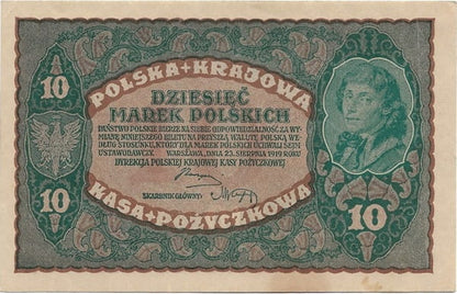 Banknot 10 marek 1919 r. stan 1