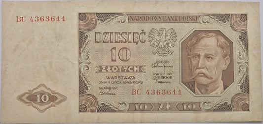 Banknot 10 złotych 1948