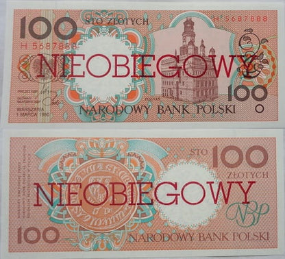 Banknot 100 złotych Poznań 1990 r. Nieobiegowy