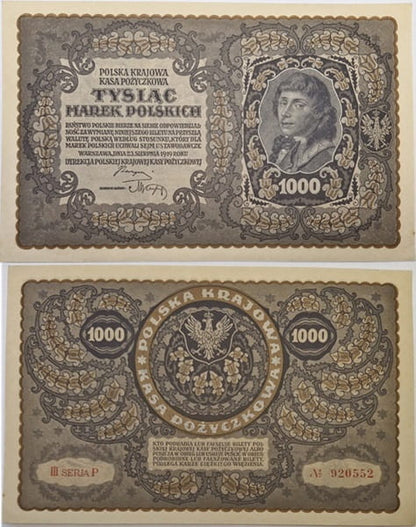 Banknot 1000 marek 1919 r. stan 1