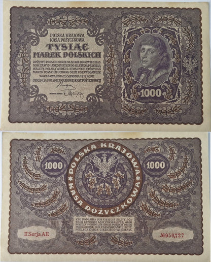 Banknot 1000 marek 1919 stan -1/+2