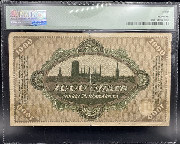 Banknot 1000 marek 1923 r. PMG 20 Wolne Miasto Gdańsk