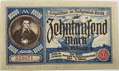 Banknot 10000 marek 1923 r. Wolne Miasto Gdańsk