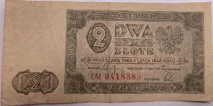 Banknot 2 zł 1948 r. stan 3