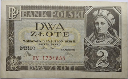 Banknot 2 złote Dobrawa 1936 stan 2
