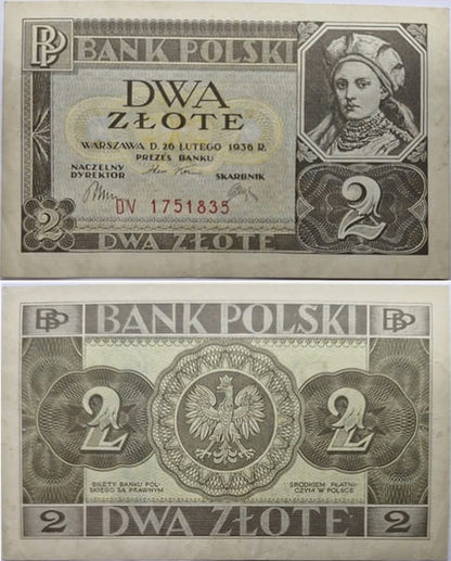 Banknot 2 złote Dobrawa 1936 stan 2