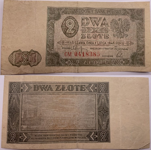 Banknot 2 zł 1948 r. stan 3