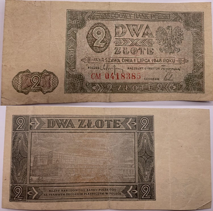 Banknot 2 zł 1948 r. stan 3
