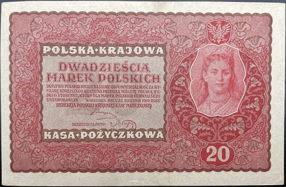 Banknot 20 marek 1919 stan 1