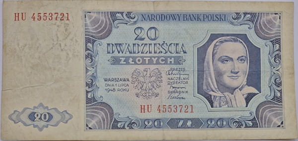 Banknot 20 zł 1948 stan  3