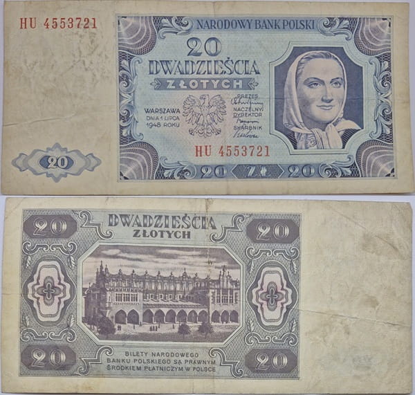Banknot 20 zł 1948 stan  3