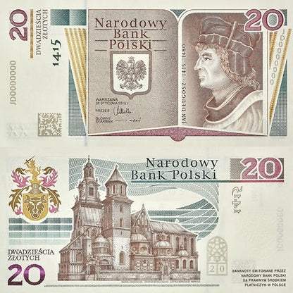 Banknot 20 zł 600. rocznica Urodzin Jana Długosza 2015