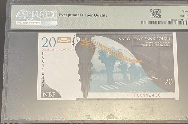 Banknot 20 zł Fryderyk Chopin 2009 PMG 65 EPQ