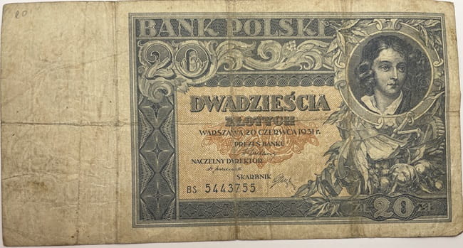 Banknot 20 złotych 1931 stan 4