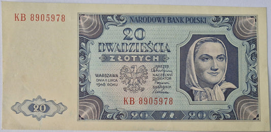 Banknot 20 zł 1948 stan 2