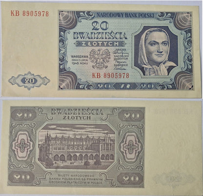 Banknot 20 zł 1948 stan 2