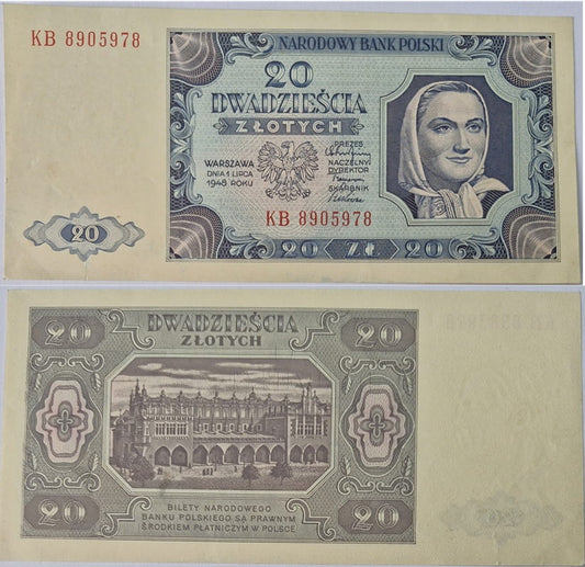 Banknot 20 zł 1948 stan 2