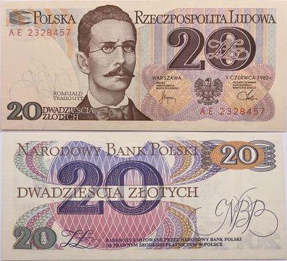 Banknot 20 zł 1982 Traugutt stan 1