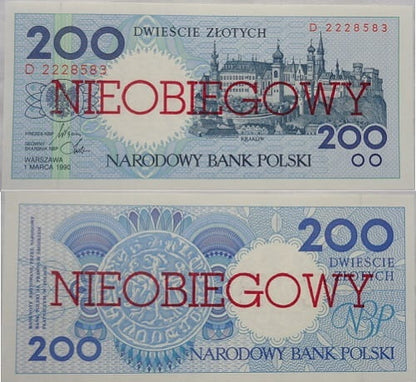 Banknot 200 złotych Kraków 1990 r. Nieobiegowy