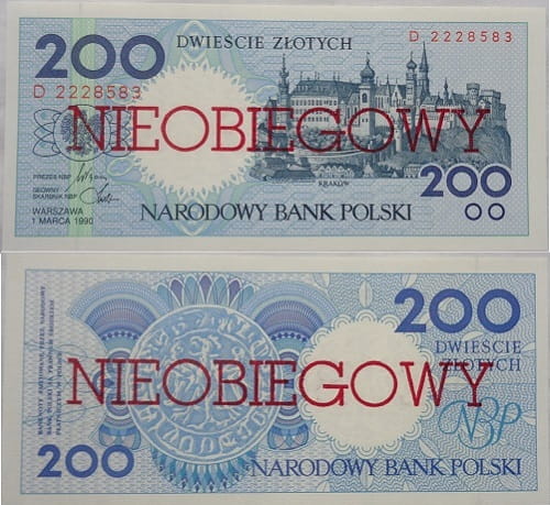 Banknot 200 złotych Kraków 1990 r. Nieobiegowy
