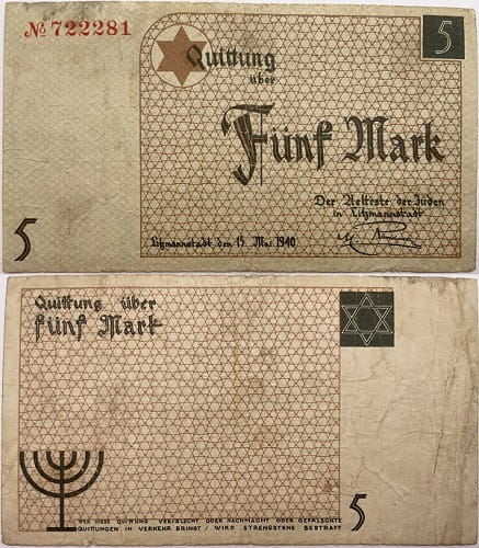 Banknot 5 marek 1940 Getto w Łodzi