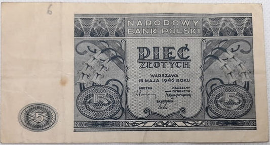 Banknot 5 zł 1946