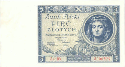 Banknot 5 złotych 1930  stan 1