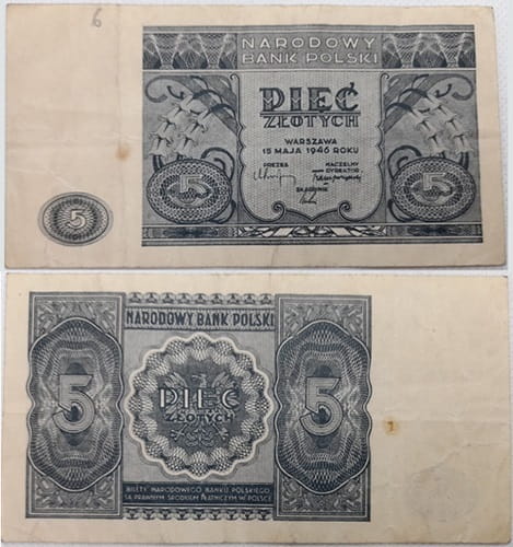 Banknot 5 zł 1946