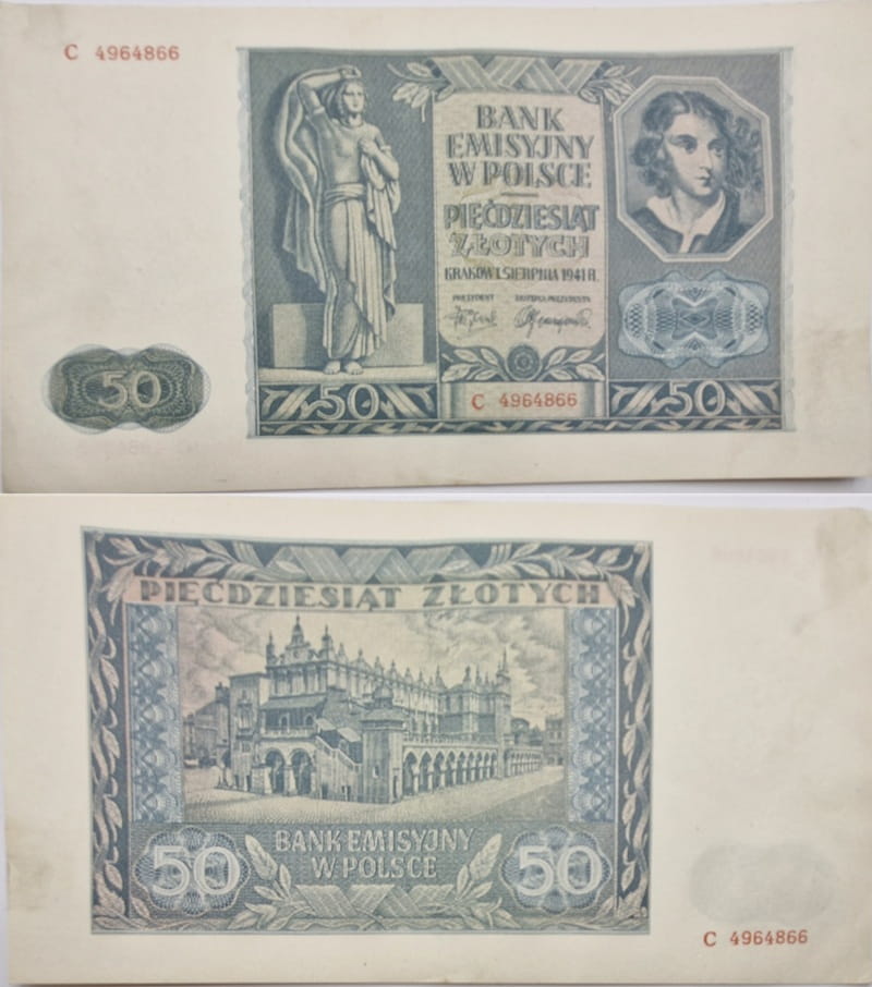 Banknot 50 zł 1941 r. stan 2