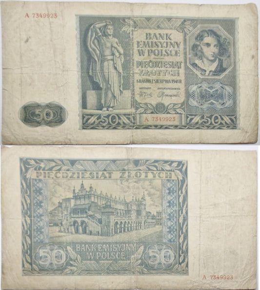 Banknot 50 zł 1941 stan 3