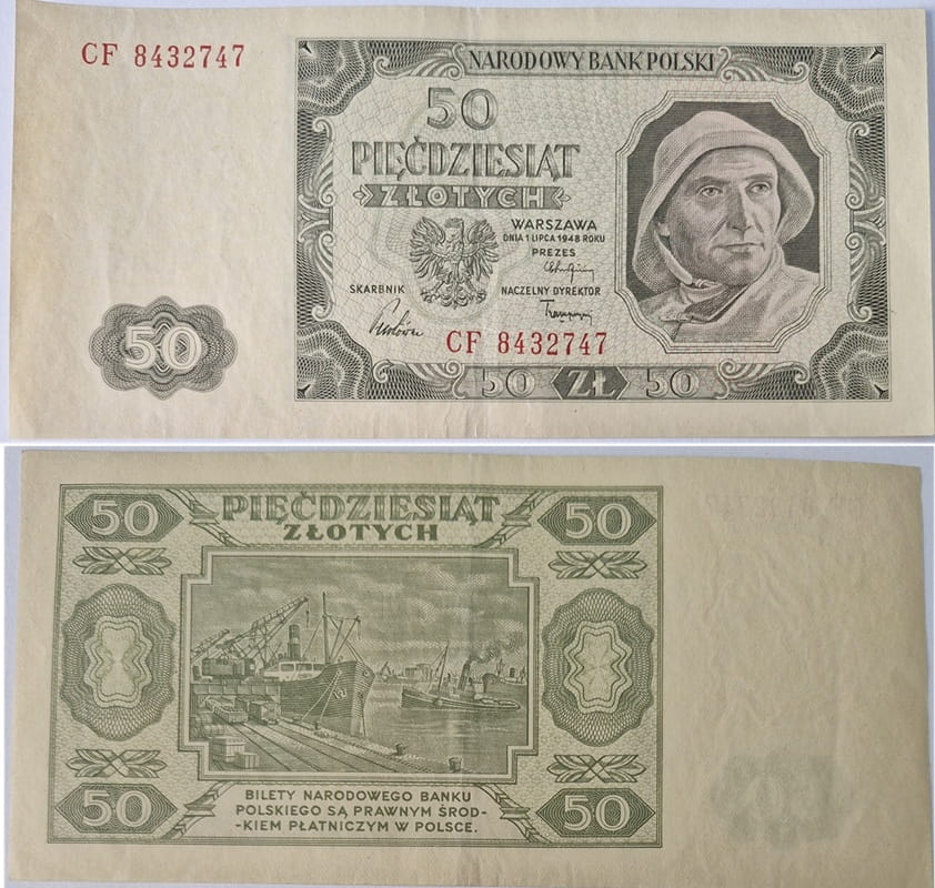 Banknot 50 zł 1948 stan 3