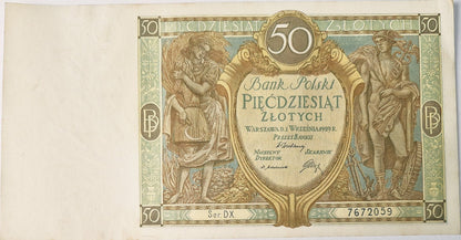 Banknot 50 złotych 1929  r. stan 1