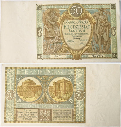 Banknot 50 złotych 1929  r. stan 1