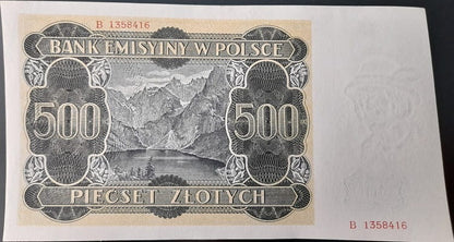 Banknot 500 zł 1940 r. stan 1