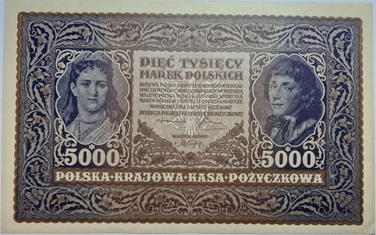 Banknot 5000 marek 1920 stan 1