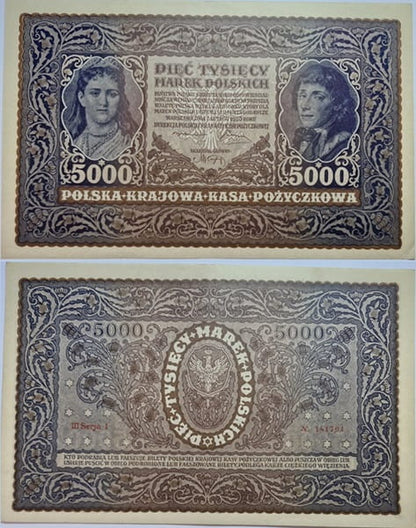 Banknot 5000 marek 1920 stan 1