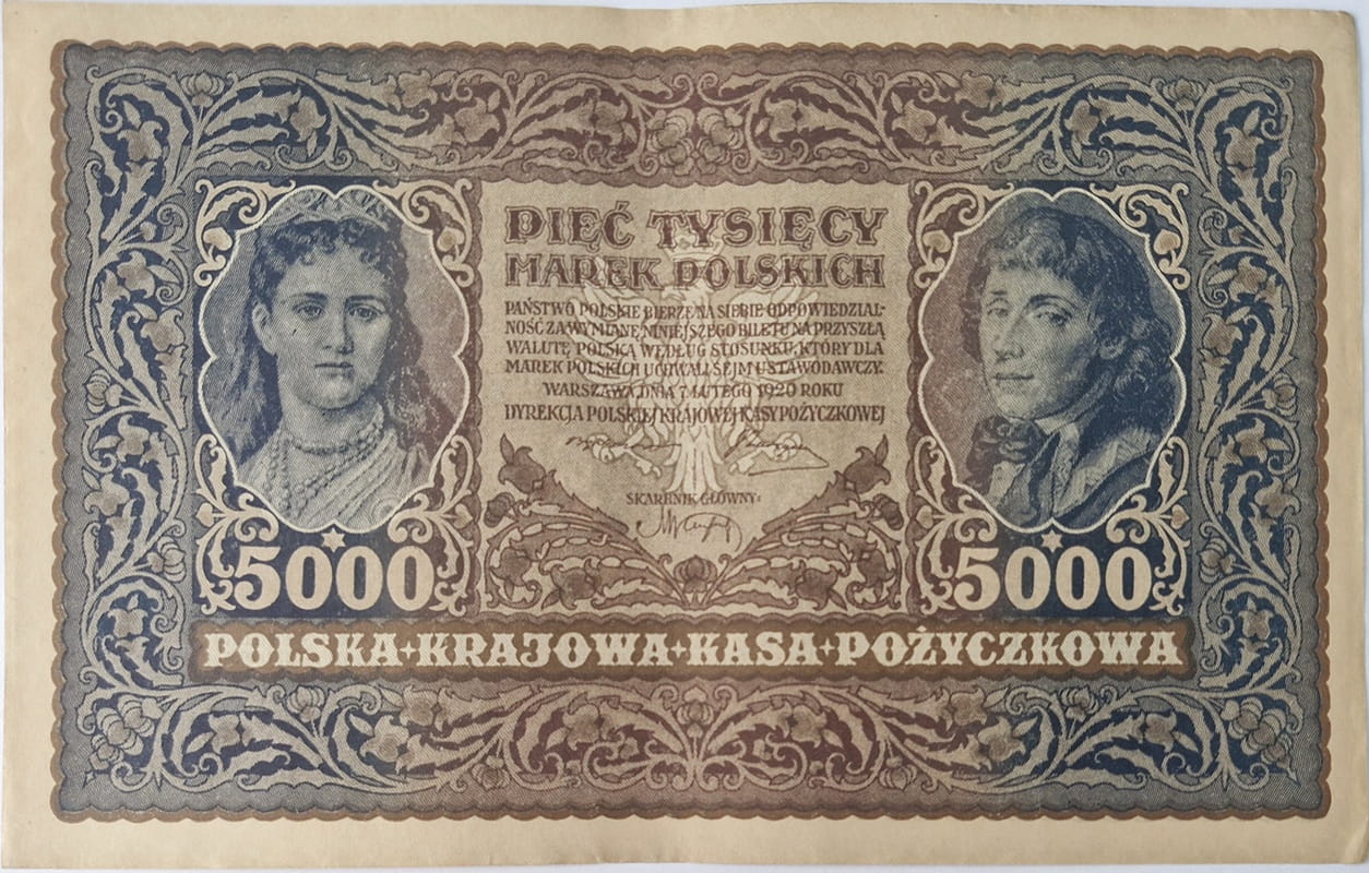 Banknot 5000 marek 1920 stan 2