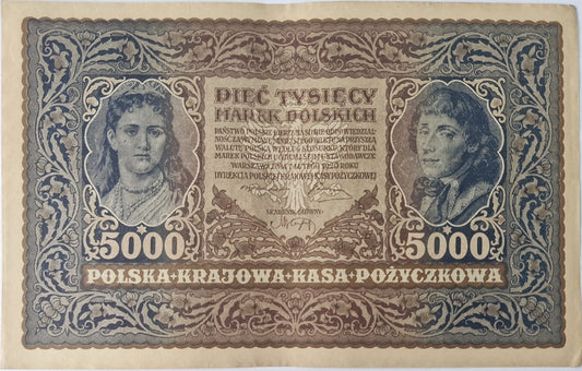 Banknot 5000 marek 1920 stan 2