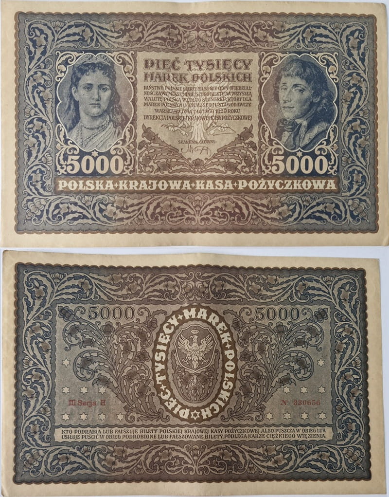 Banknot 5000 marek 1920 stan 2