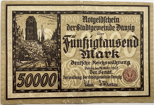 Banknot 50000 marek 1923 Wolne Miasto Gdańsk