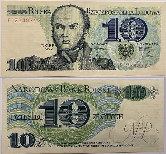 Banknot 10 zł 1982 Józef Bem stan 2
