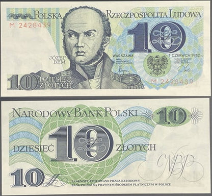 Banknot 10 zł 1982 Józef Bem stan 1