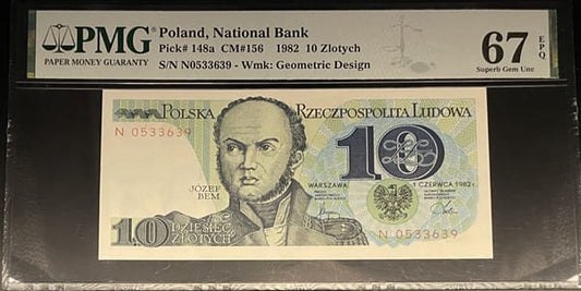 Banknot 10 złotych 1982 PMG 67 EPQ