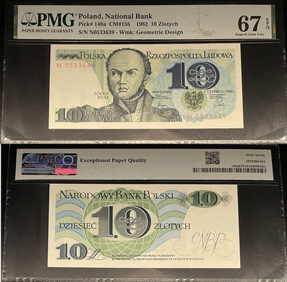 Banknot 10 złotych 1982 PMG 67 EPQ