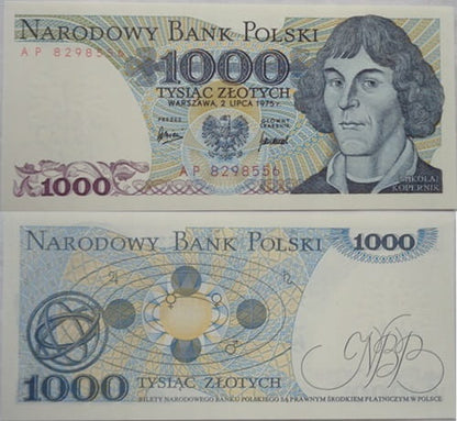 Banknot 1000 zł 1975 Mikołaj Kopernik stan 1