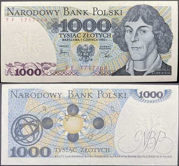 Banknot 1000 zł 1982 Mikołaj Kopernik stan 2